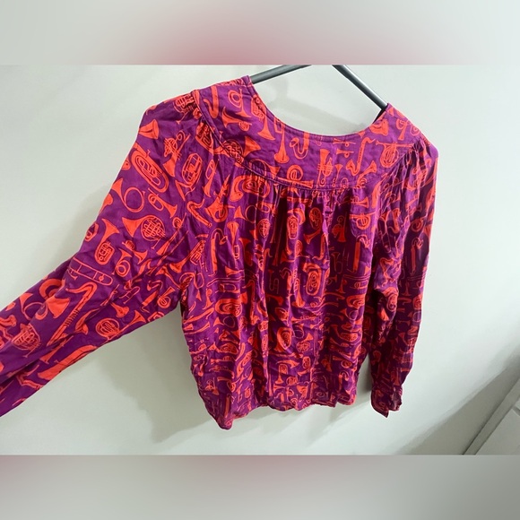 Anthropologie Conversations Horn Print Button Front Blouse Size 6 - Picture 2 of 9